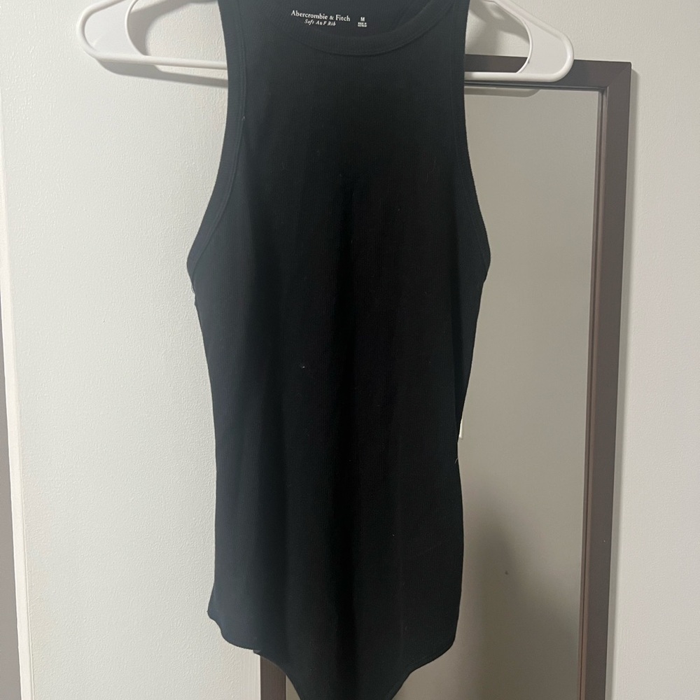 Abercrombie & Fitch Black Ribbed High-Neck Tank